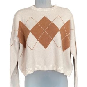 Cropped Argyle Sweater | M